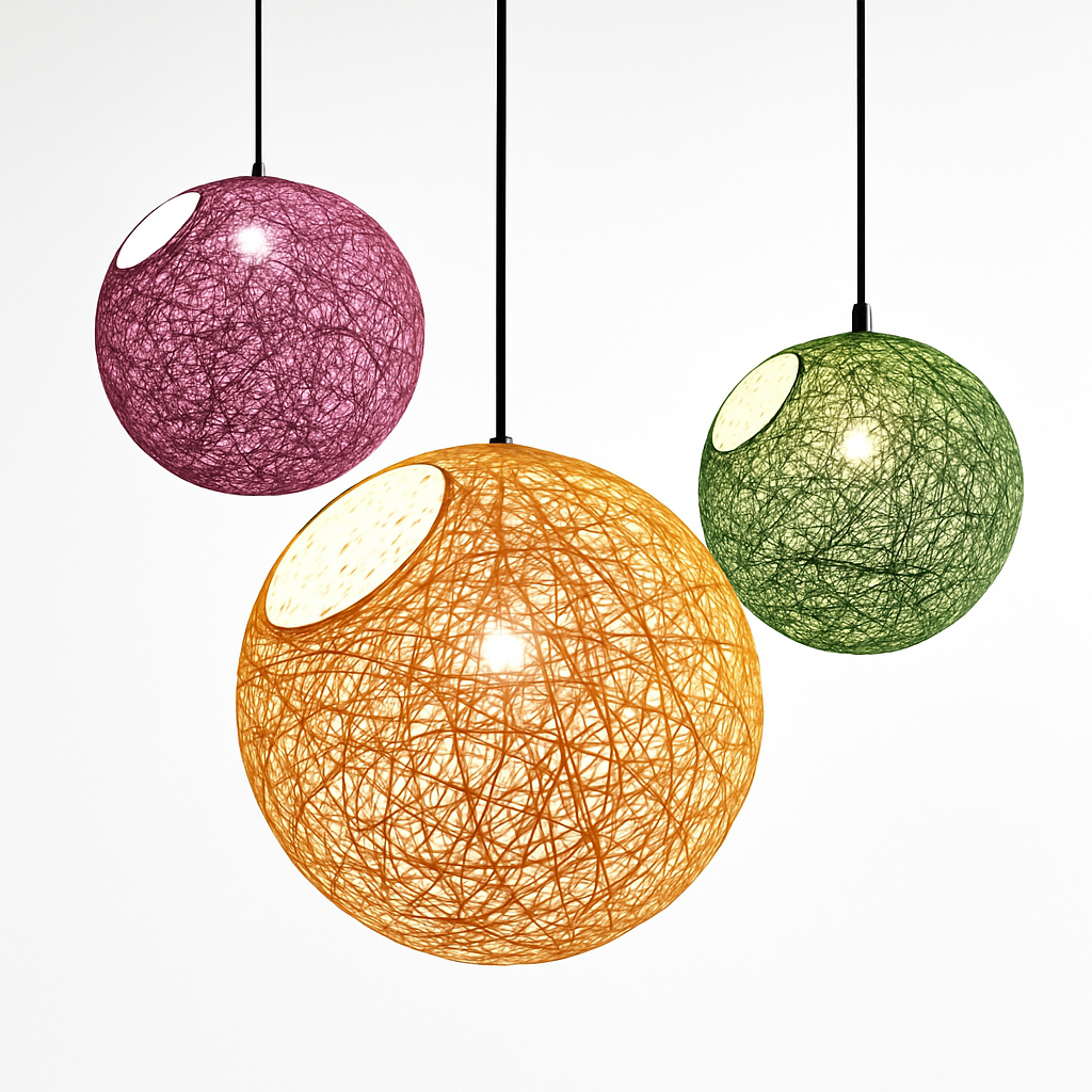 Woven Paper Globe Pendant Light with Adjustable Cord - Handcrafted Sphere Ceiling Fixture for Bedroom & Living Room | Thomler