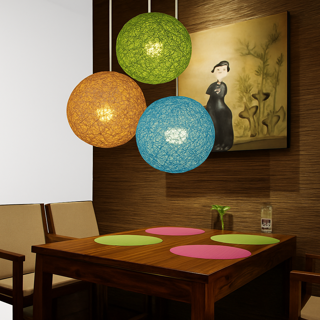 Woven Paper Globe Pendant Light with Adjustable Cord - Handcrafted Sphere Ceiling Fixture for Bedroom & Living Room | Thomler