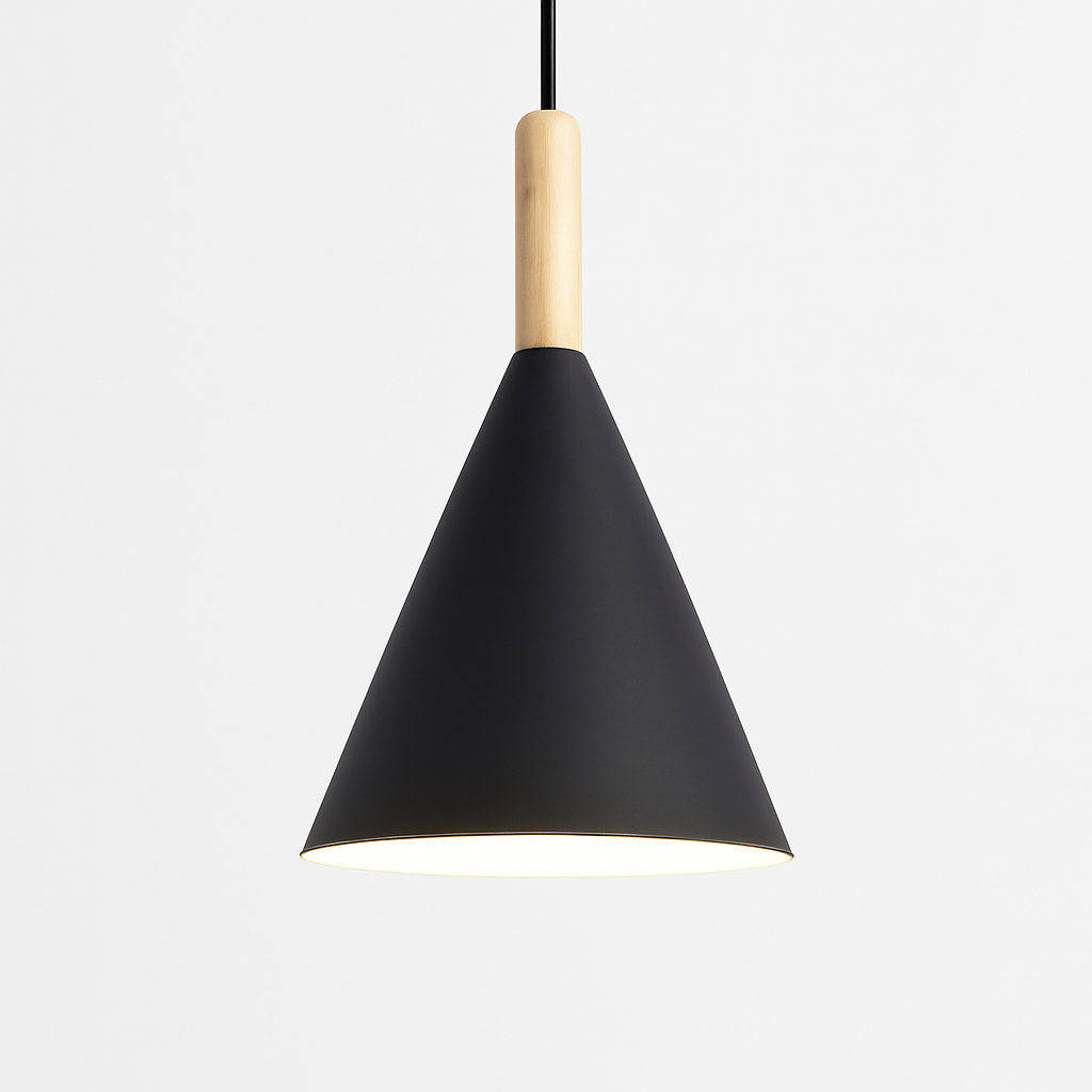 Pendant Light Metal Wood 11.2 In Adjustable Cord Kitchen Dining Hanging Scandinavian Ceiling Fixture E27 Modern Minimalist Lighting | Thomler