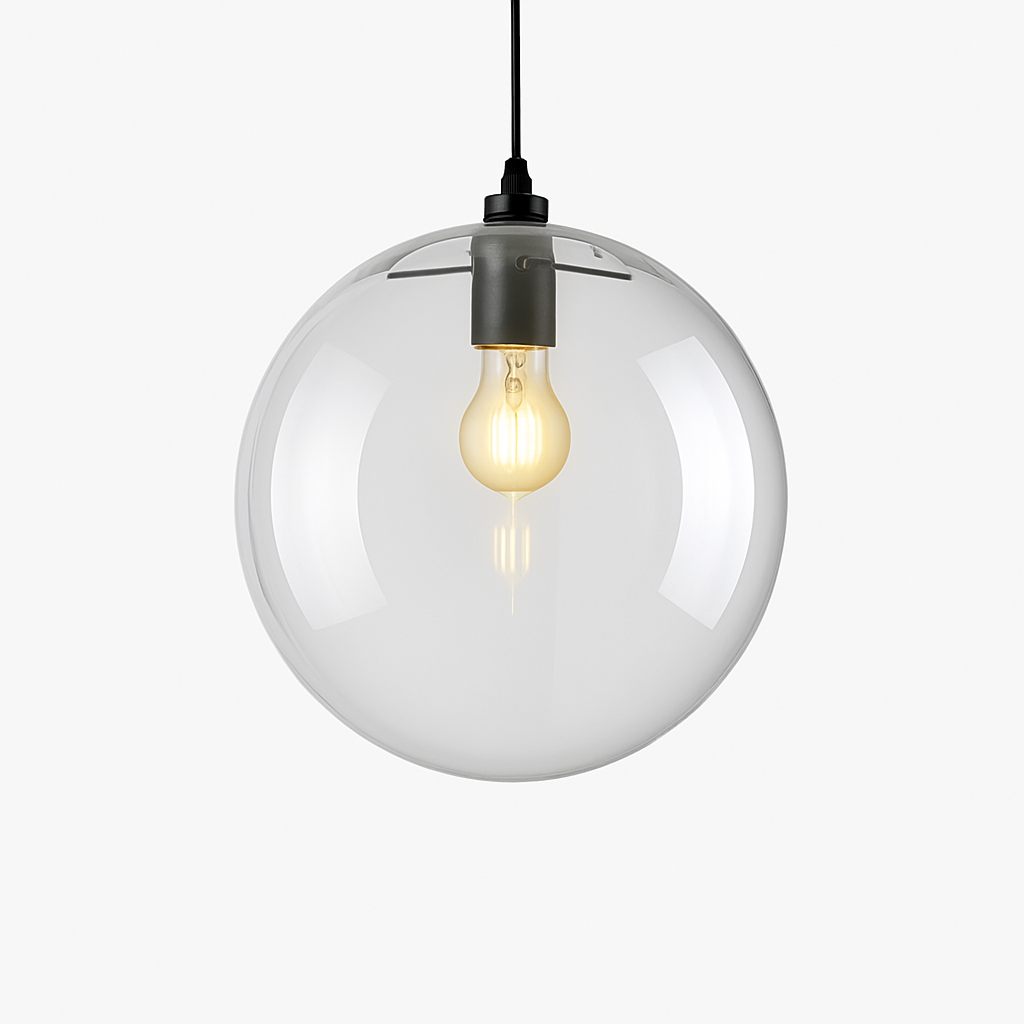 Glass Globe Pendant Light with E27 Socket Rose Gold or Black Finish Modern Ceiling Fixture for Dining Room Living Room Bedroom Office | Thomler