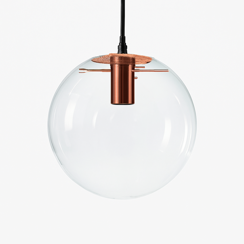 Glass Globe Pendant Light with E27 Socket Rose Gold or Black Finish Modern Ceiling Fixture for Dining Room Living Room Bedroom Office | Thomler