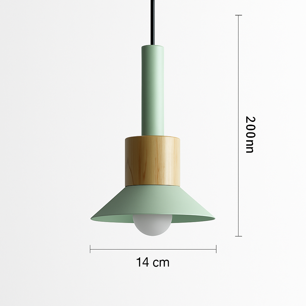 Geometric Wood & Metal Pendant Light – LED Hanging Fixture for Kitchen, Dining Room, Bedroom – Modern Ceiling Lamp with Adjustable Cord | Thomler