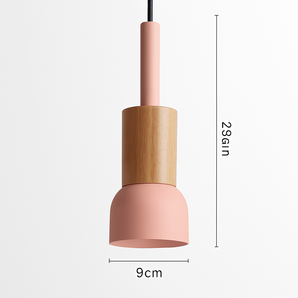 Geometric Wood & Metal Pendant Light – LED Hanging Fixture for Kitchen, Dining Room, Bedroom – Modern Ceiling Lamp with Adjustable Cord | Thomler