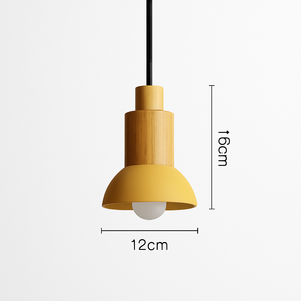 Geometric Wood & Metal Pendant Light – LED Hanging Fixture for Kitchen, Dining Room, Bedroom – Modern Ceiling Lamp with Adjustable Cord | Thomler