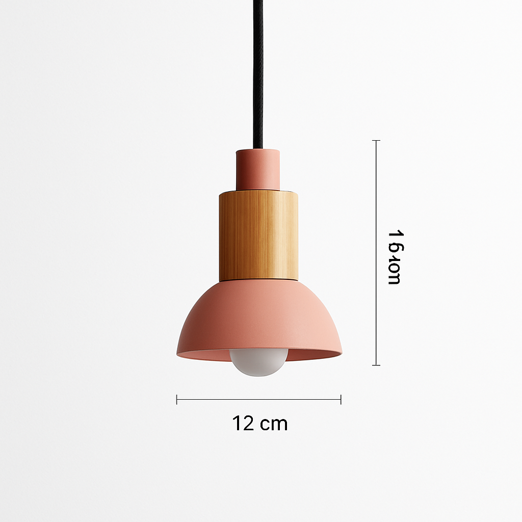 Geometric Wood & Metal Pendant Light – LED Hanging Fixture for Kitchen, Dining Room, Bedroom – Modern Ceiling Lamp with Adjustable Cord | Thomler