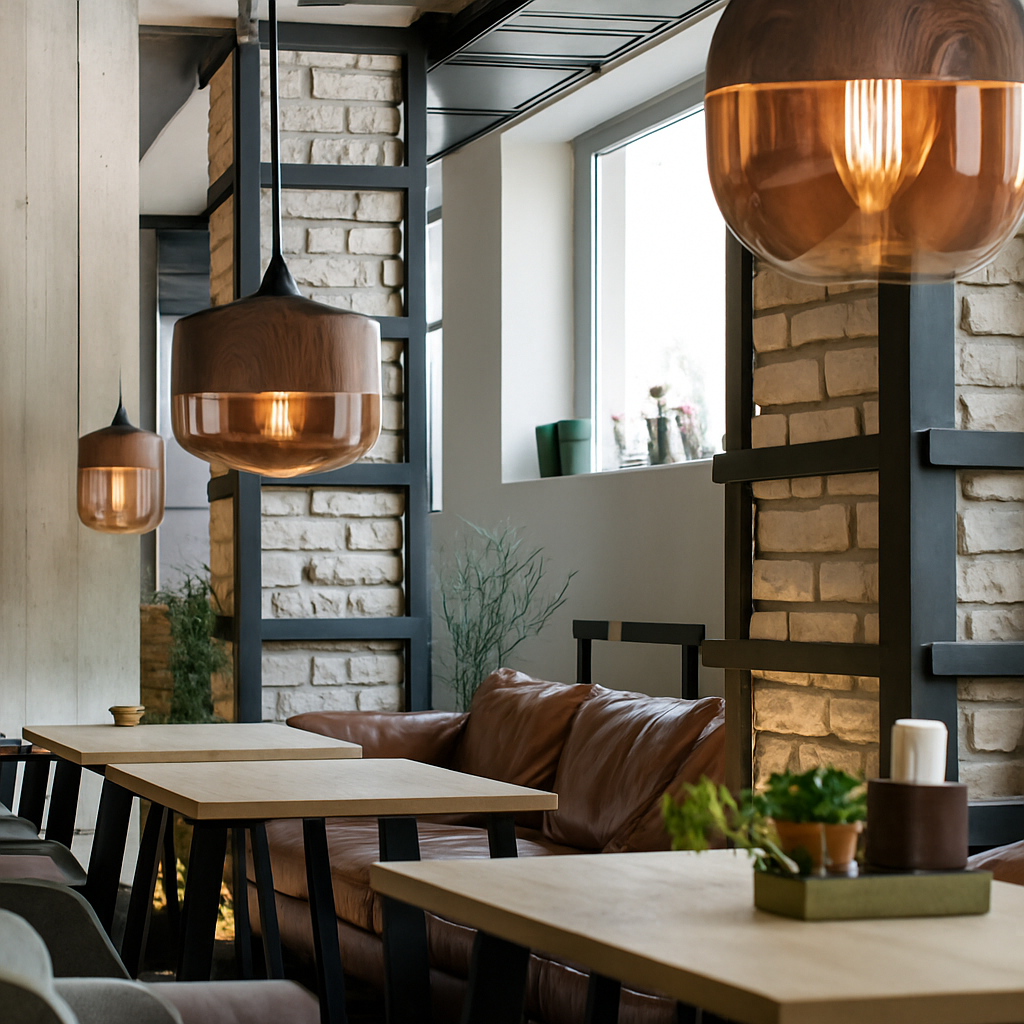 Industrial Wood & Glass Hanging Pendant Light with Metal Accents for Dining Room, Kitchen Island & Living Room | Thomler