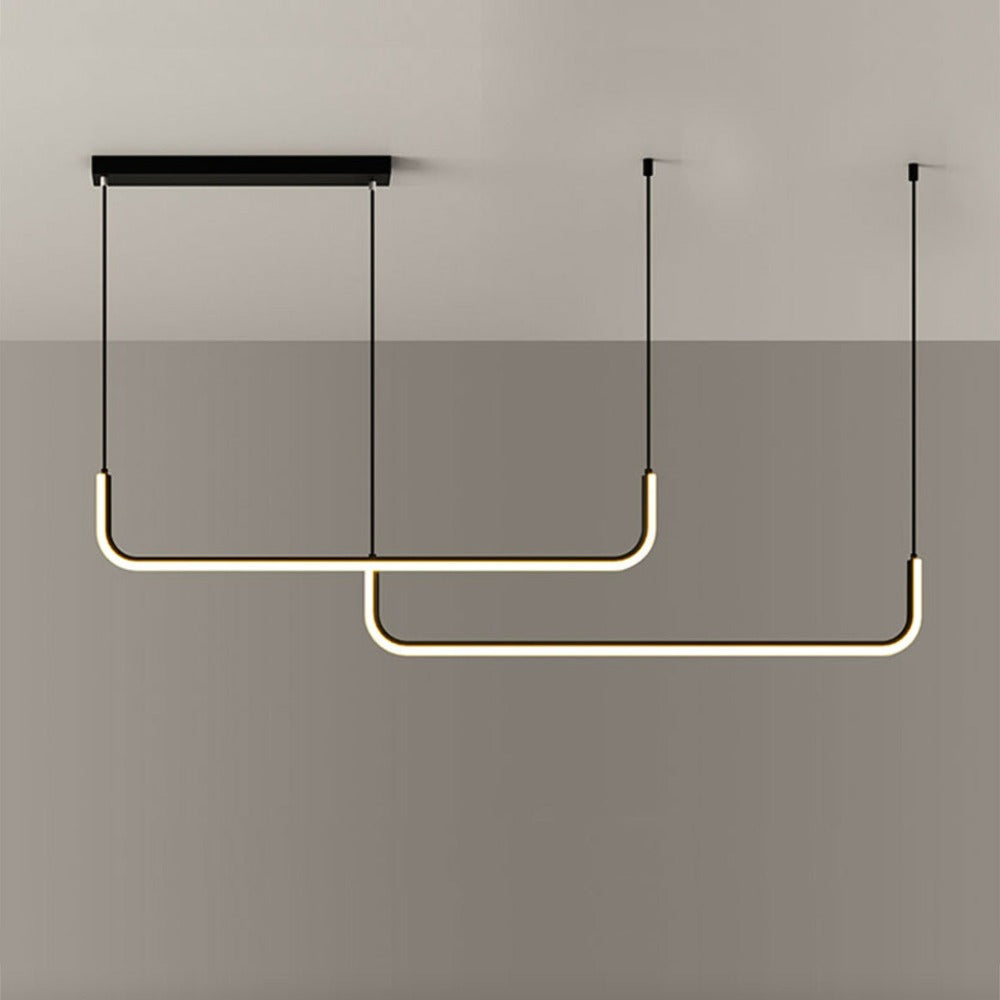 Modern Linear LED Pendant Light | Dimmable Aluminum Hanging Fixture for Dining Room, Kitchen Island & Office | Adjustable Brightness | Thomler
