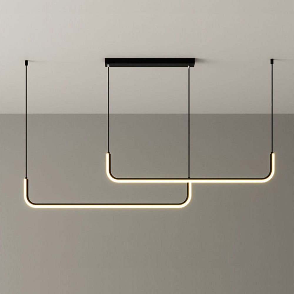 Modern Linear LED Pendant Light | Dimmable Aluminum Hanging Fixture for Dining Room, Kitchen Island & Office | Adjustable Brightness | Thomler