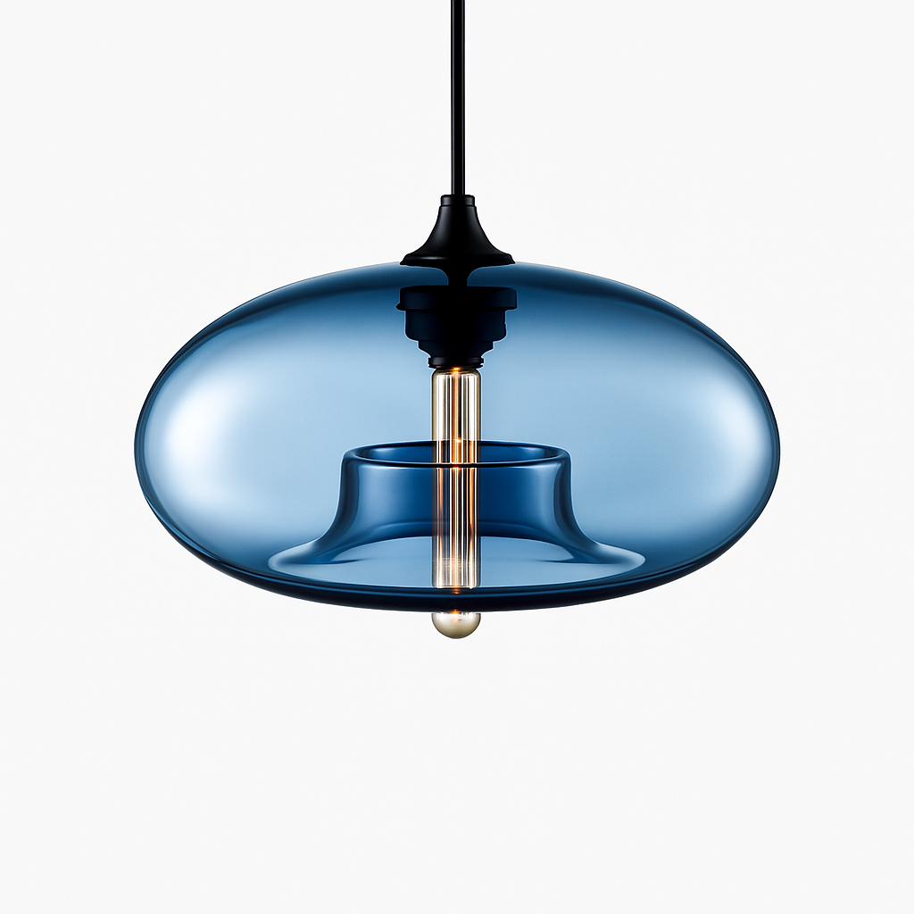 Glass Orb Pendant Light with Floating Inner Cylinder – Modern Hanging Fixture for Dining Room, Kitchen, Bedroom – Adjustable 59 in Cord | Thomler