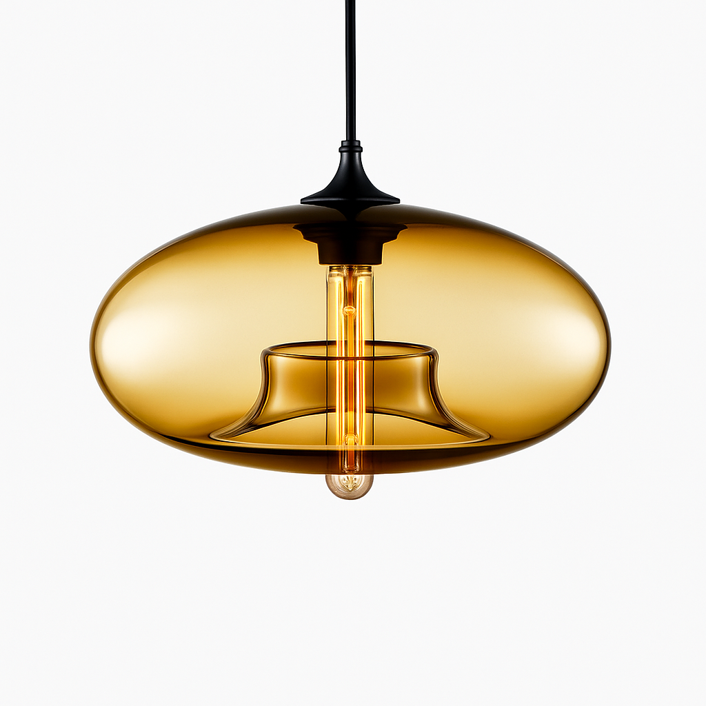 Glass Orb Pendant Light with Floating Inner Cylinder – Modern Hanging Fixture for Dining Room, Kitchen, Bedroom – Adjustable 59 in Cord | Thomler
