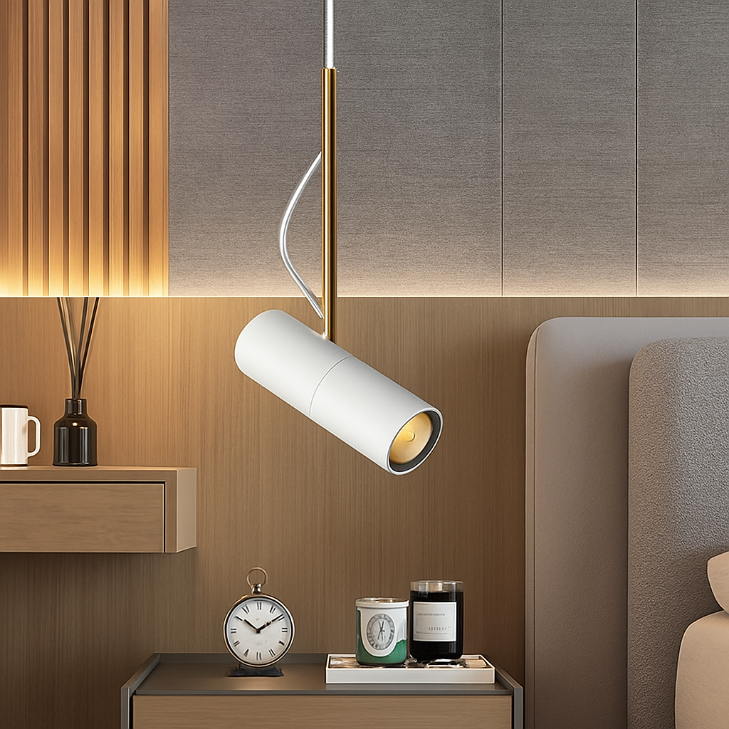Adjustable Spotlight Pendant Light with Brushed Metal & Gold Stem – Modern Hanging Ceiling Fixture for Kitchen Island, Dining Room & Bedroom | Thomler