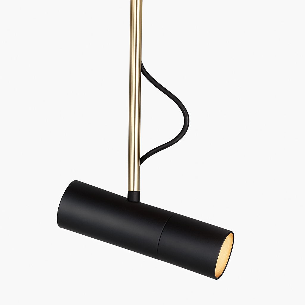 Adjustable Spotlight Pendant Light with Brushed Metal & Gold Stem – Modern Hanging Ceiling Fixture for Kitchen Island, Dining Room & Bedroom | Thomler