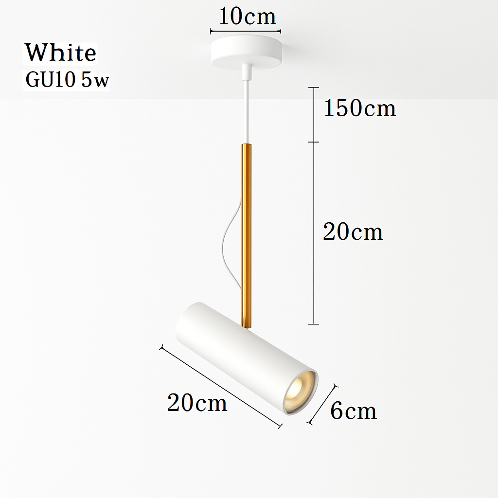 Adjustable Spotlight Pendant Light with Brushed Metal & Gold Stem – Modern Hanging Ceiling Fixture for Kitchen Island, Dining Room & Bedroom | Thomler