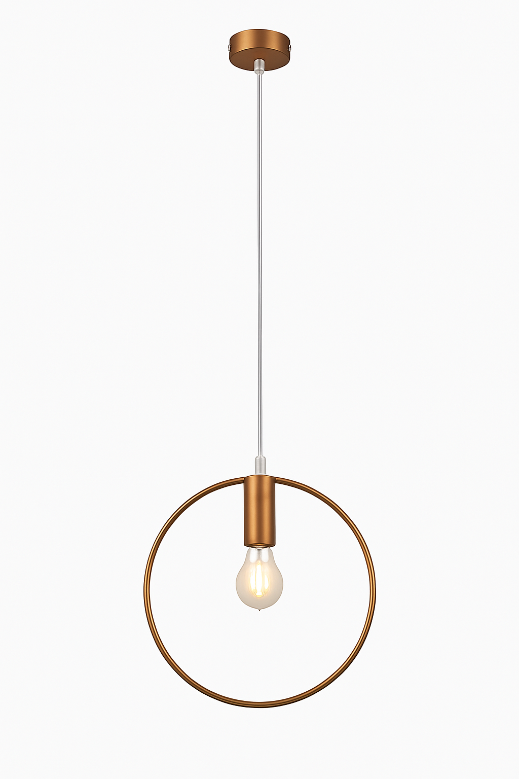 Circular Gold LED Pendant Light | Modern Round Hanging Fixture for Dining Room, Living Room & Bedroom | Geometric Metal Ceiling Lamp | Thomler