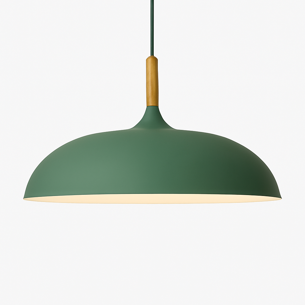 Pendant Light Aluminum Wood Rod 15.7 in Scandinavian Kitchen Dining Ceiling Fixture Modern Minimal Hanging Lamp | Thomler