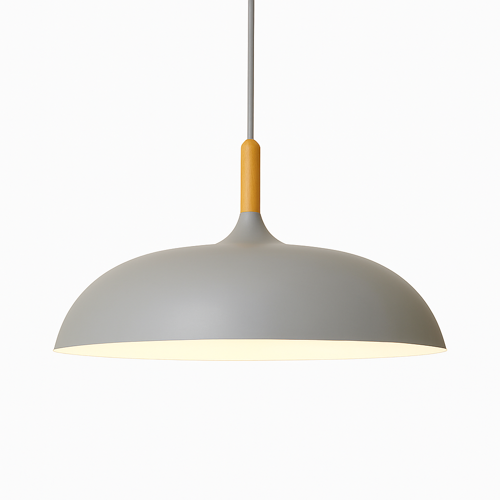 Pendant Light Aluminum Wood Rod 15.7 in Scandinavian Kitchen Dining Ceiling Fixture Modern Minimal Hanging Lamp | Thomler