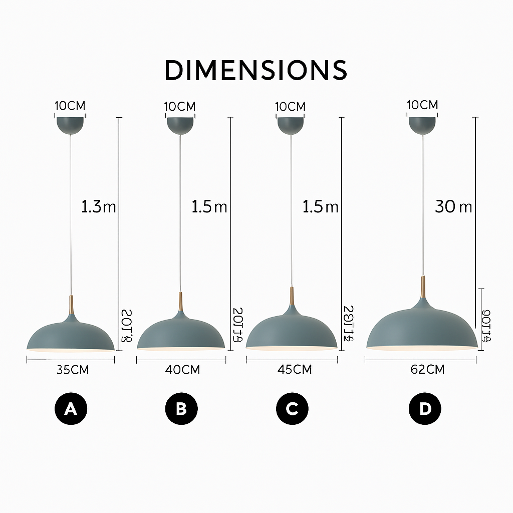 Pendant Light Aluminum Wood Rod 15.7 in Scandinavian Kitchen Dining Ceiling Fixture Modern Minimal Hanging Lamp | Thomler