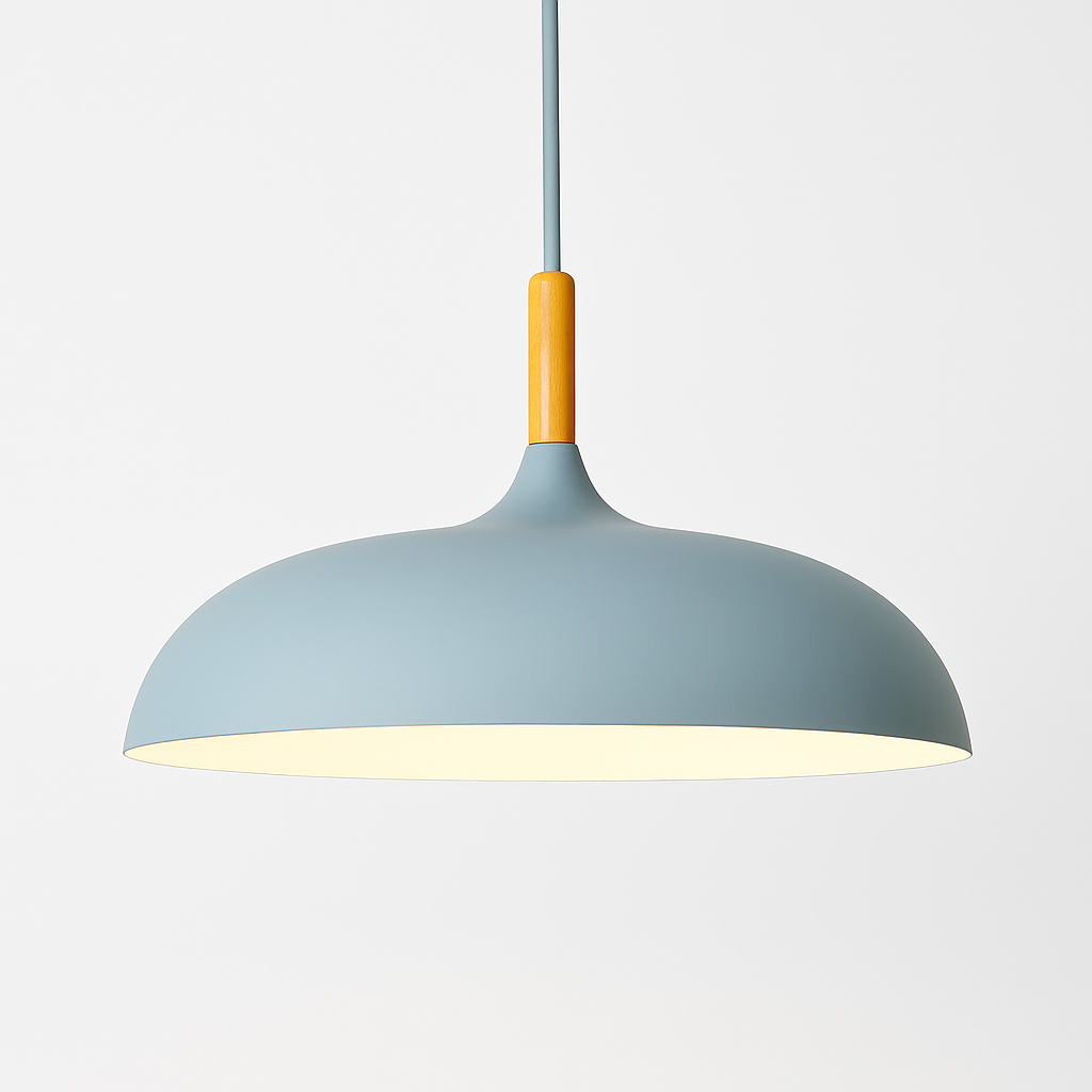 Pendant Light Aluminum Wood Rod 15.7 in Scandinavian Kitchen Dining Ceiling Fixture Modern Minimal Hanging Lamp | Thomler