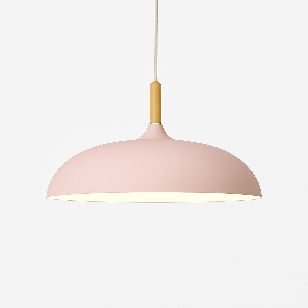 Pendant Light Aluminum Wood Rod 15.7 in Scandinavian Kitchen Dining Ceiling Fixture Modern Minimal Hanging Lamp | Thomler
