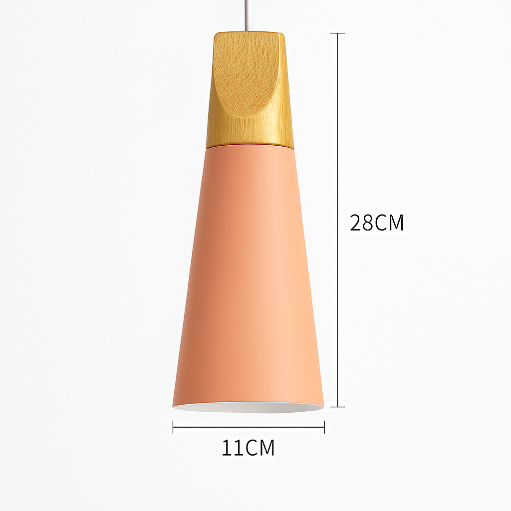 Pendant Light Wood Metal 11.0 in Colorful Nordic Kitchen Dining Ceiling Fixture Modern Hanging Lamp | Thomler