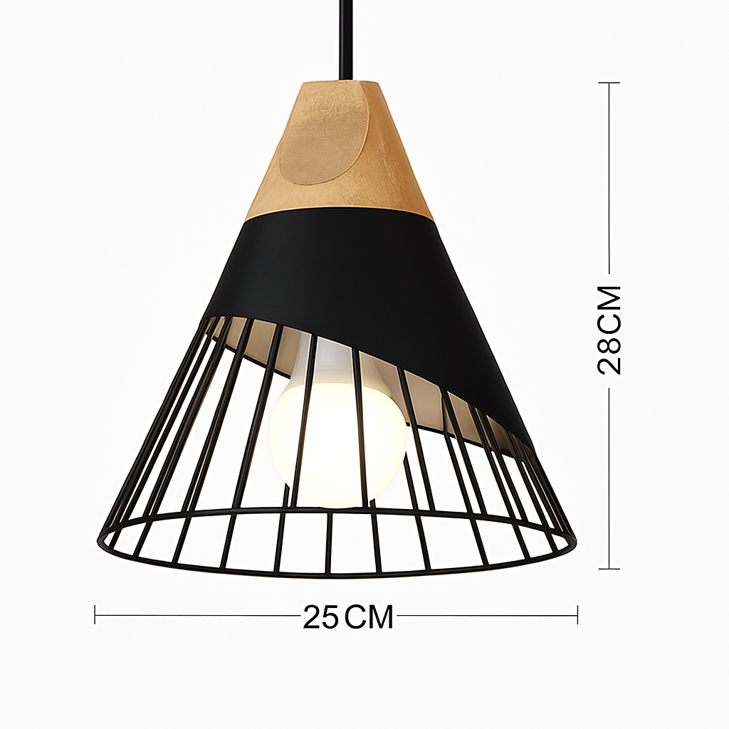 Pendant Light Wood Metal 11.0 in Colorful Nordic Kitchen Dining Ceiling Fixture Modern Hanging Lamp | Thomler