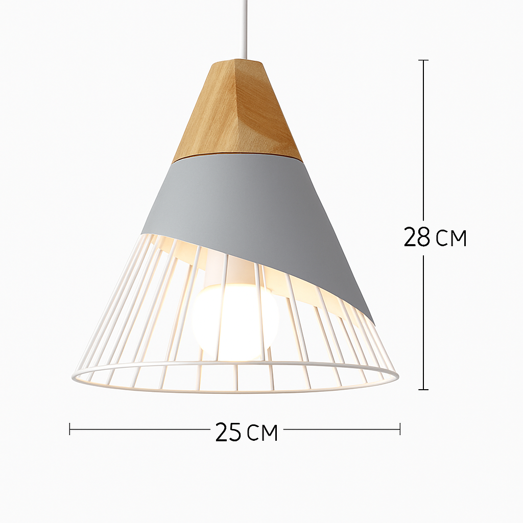Pendant Light Wood Metal 11.0 in Colorful Nordic Kitchen Dining Ceiling Fixture Modern Hanging Lamp | Thomler