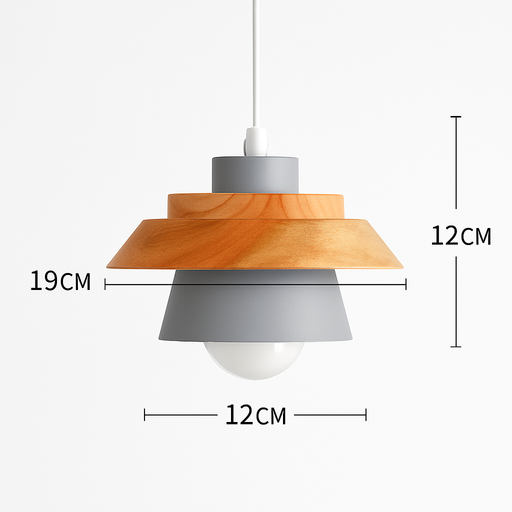Pendant Light Wood Metal 11.0 in Colorful Nordic Kitchen Dining Ceiling Fixture Modern Hanging Lamp | Thomler