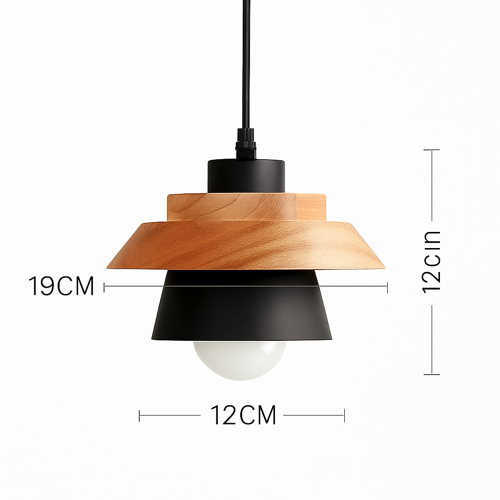 Pendant Light Wood Metal 11.0 in Colorful Nordic Kitchen Dining Ceiling Fixture Modern Hanging Lamp | Thomler