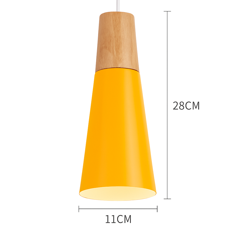 Pendant Light Wood Metal 11.0 in Colorful Nordic Kitchen Dining Ceiling Fixture Modern Hanging Lamp | Thomler