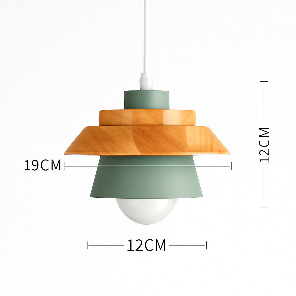 Pendant Light Wood Metal 11.0 in Colorful Nordic Kitchen Dining Ceiling Fixture Modern Hanging Lamp | Thomler