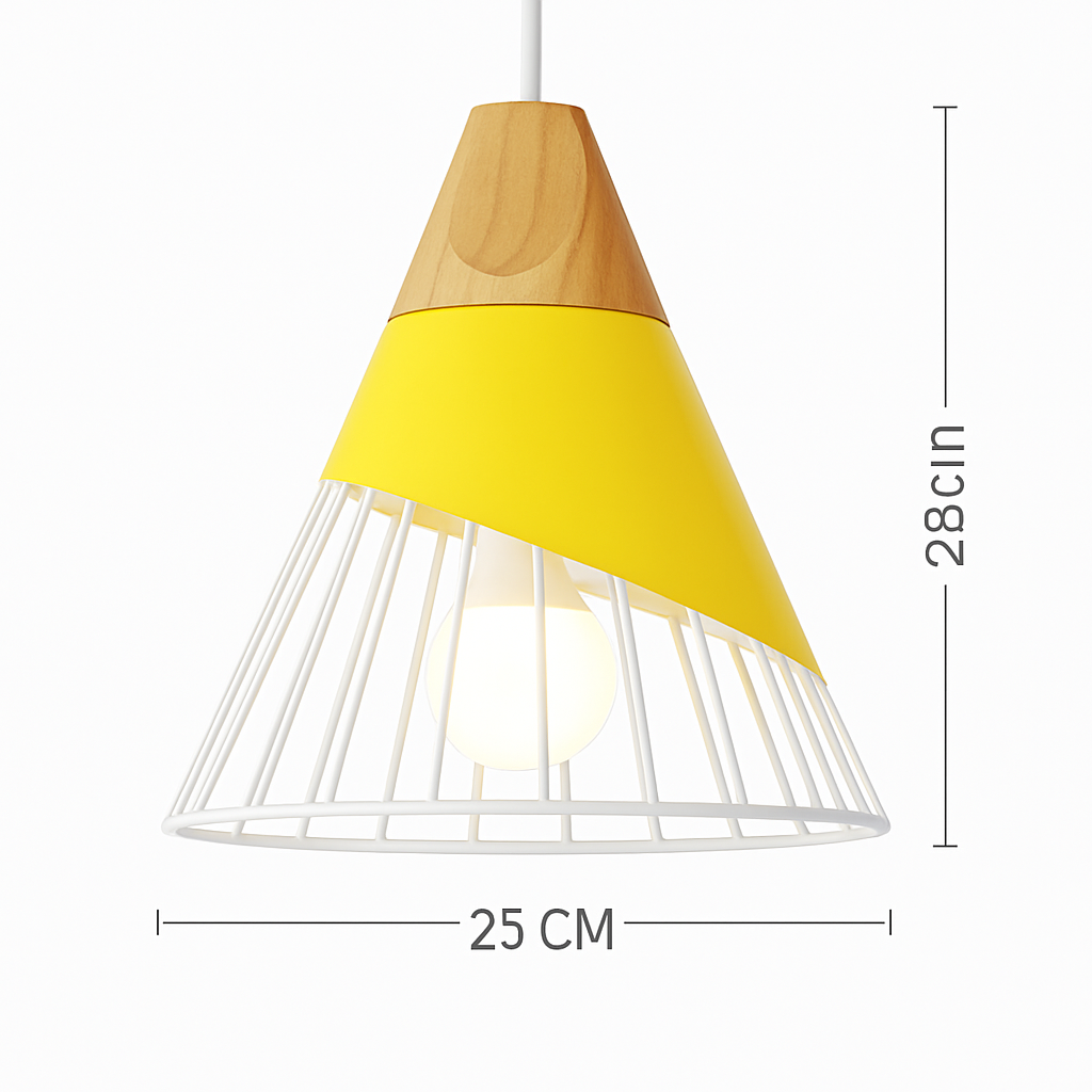 Pendant Light Wood Metal 11.0 in Colorful Nordic Kitchen Dining Ceiling Fixture Modern Hanging Lamp | Thomler