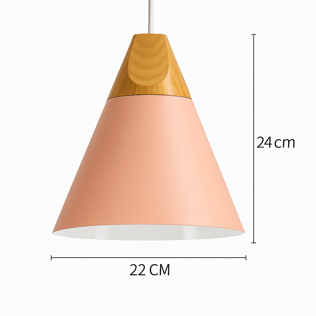 Pendant Light Wood Metal 11.0 in Colorful Nordic Kitchen Dining Ceiling Fixture Modern Hanging Lamp | Thomler