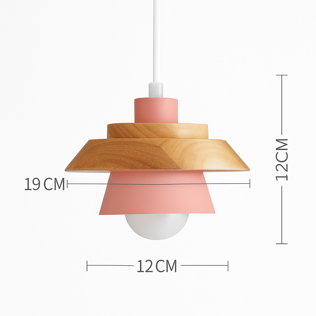 Pendant Light Wood Metal 11.0 in Colorful Nordic Kitchen Dining Ceiling Fixture Modern Hanging Lamp | Thomler