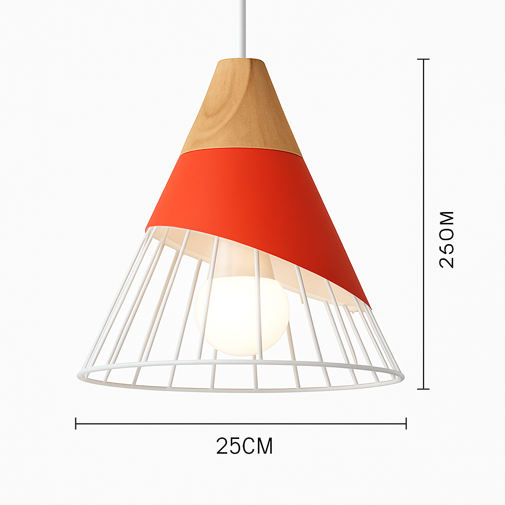 Pendant Light Wood Metal 11.0 in Colorful Nordic Kitchen Dining Ceiling Fixture Modern Hanging Lamp | Thomler