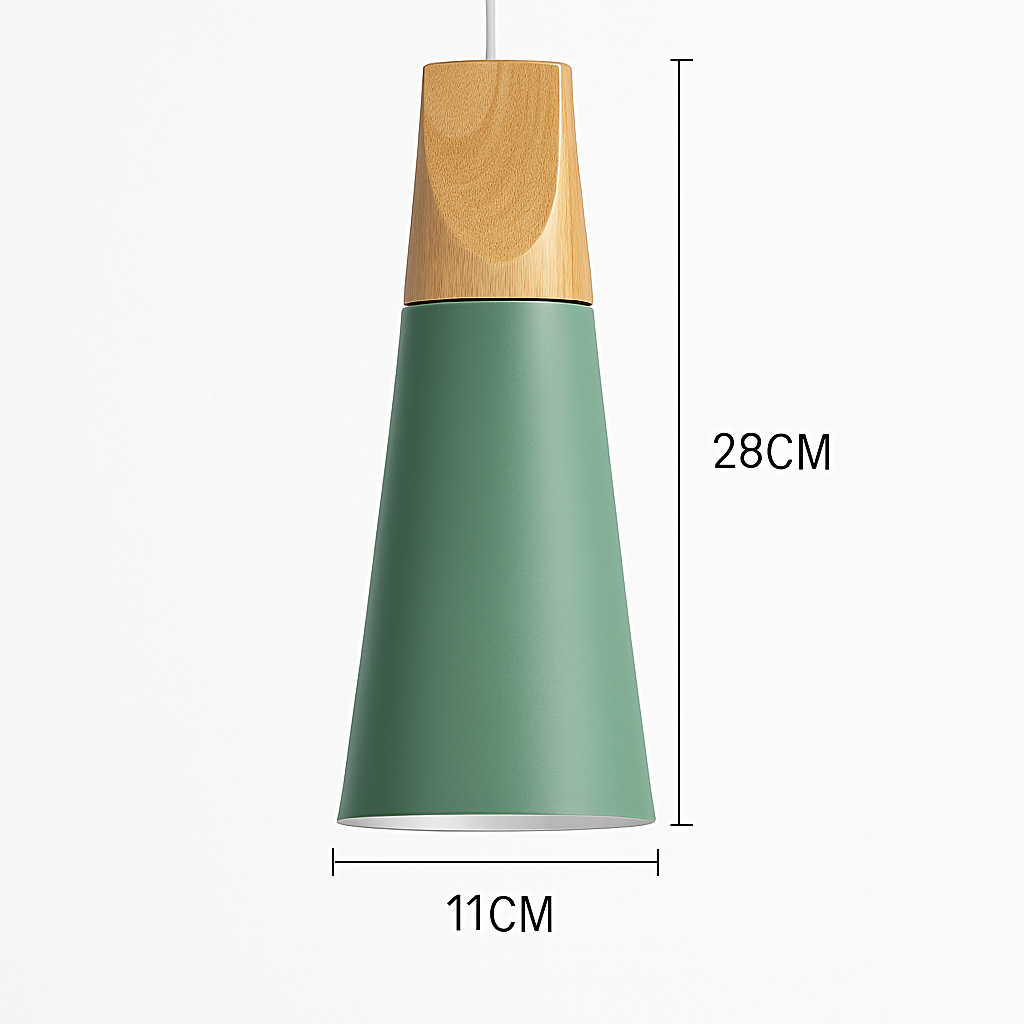 Pendant Light Wood Metal 11.0 in Colorful Nordic Kitchen Dining Ceiling Fixture Modern Hanging Lamp | Thomler