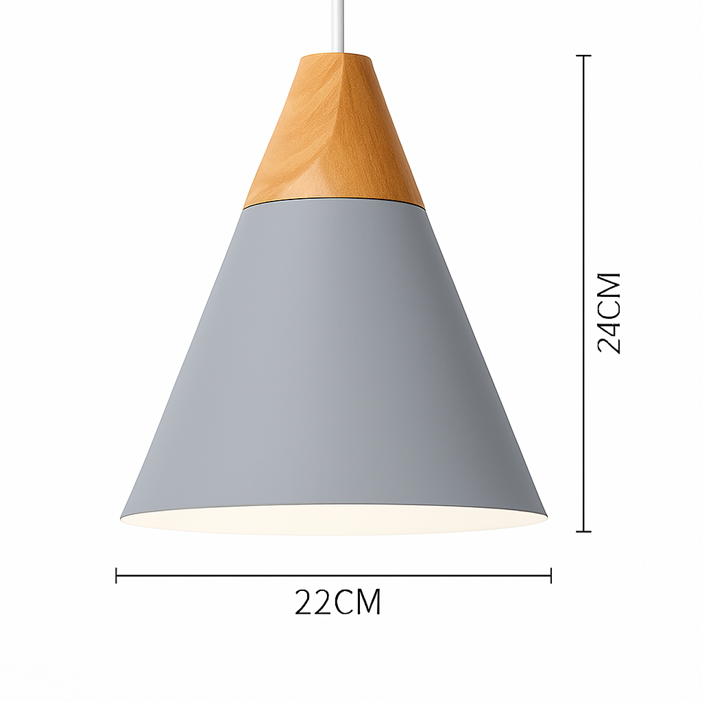 Pendant Light Wood Metal 11.0 in Colorful Nordic Kitchen Dining Ceiling Fixture Modern Hanging Lamp | Thomler