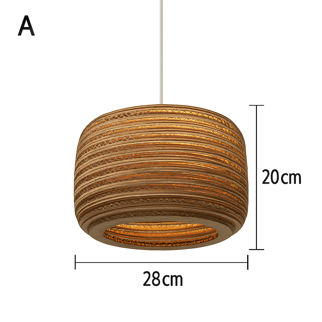 Japandi Paper Pendant Light – Brown Cord-Hung Ceiling Fixture, E27 Bulb Included, 12 Shade Shapes Available for Dining Room, Living Room & | Thomler