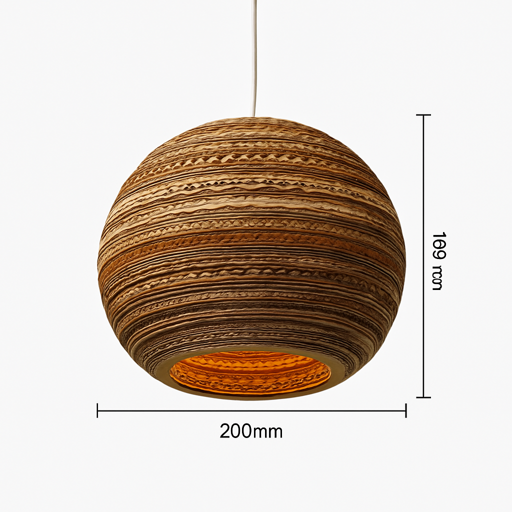 Japandi Paper Pendant Light – Brown Cord-Hung Ceiling Fixture, E27 Bulb Included, 12 Shade Shapes Available for Dining Room, Living Room & | Thomler