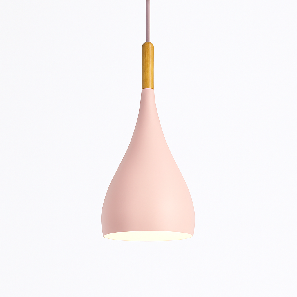 Metal Pendant Light with Wood Rod Modern Kitchen Dining Bar Fixture Adjustable Ceiling Lamp LED E27 Socket Scandinavian Style | Thomler