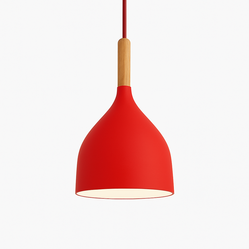 Metal Pendant Light with Wood Rod Modern Kitchen Dining Bar Fixture Adjustable Ceiling Lamp LED E27 Socket Scandinavian Style | Thomler