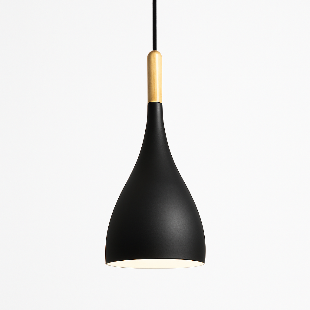 Metal Pendant Light with Wood Rod Modern Kitchen Dining Bar Fixture Adjustable Ceiling Lamp LED E27 Socket Scandinavian Style | Thomler