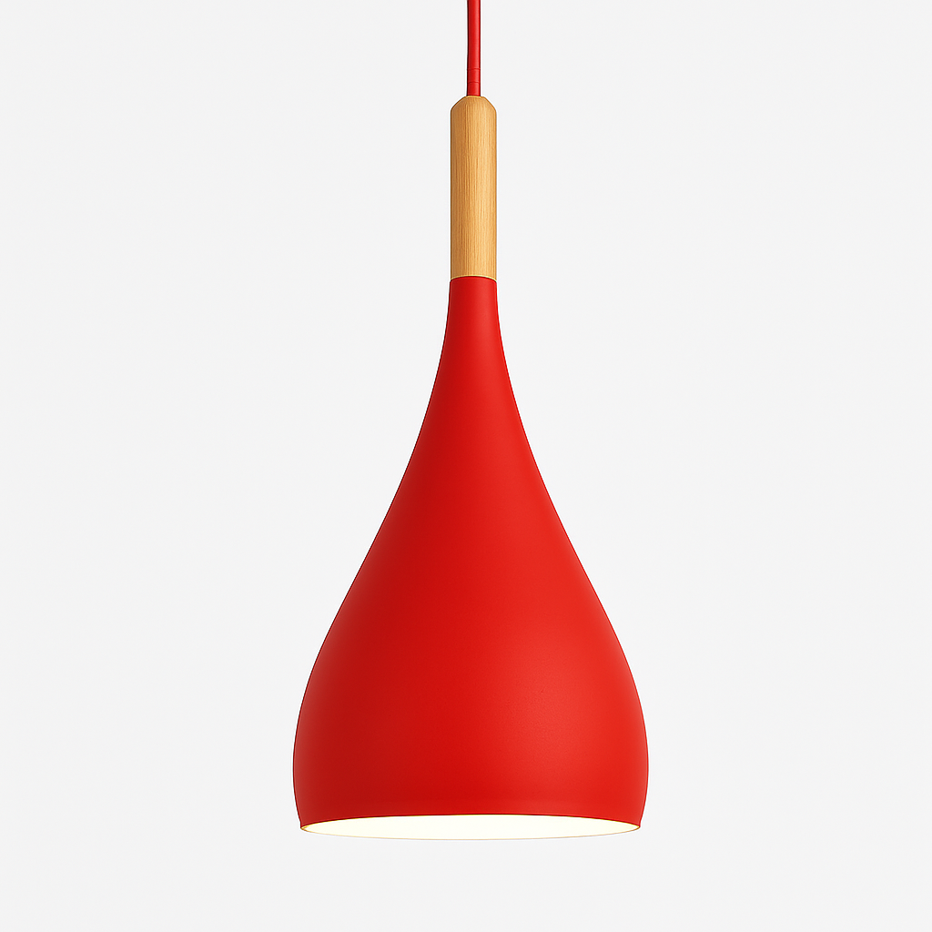 Metal Pendant Light with Wood Rod Modern Kitchen Dining Bar Fixture Adjustable Ceiling Lamp LED E27 Socket Scandinavian Style | Thomler