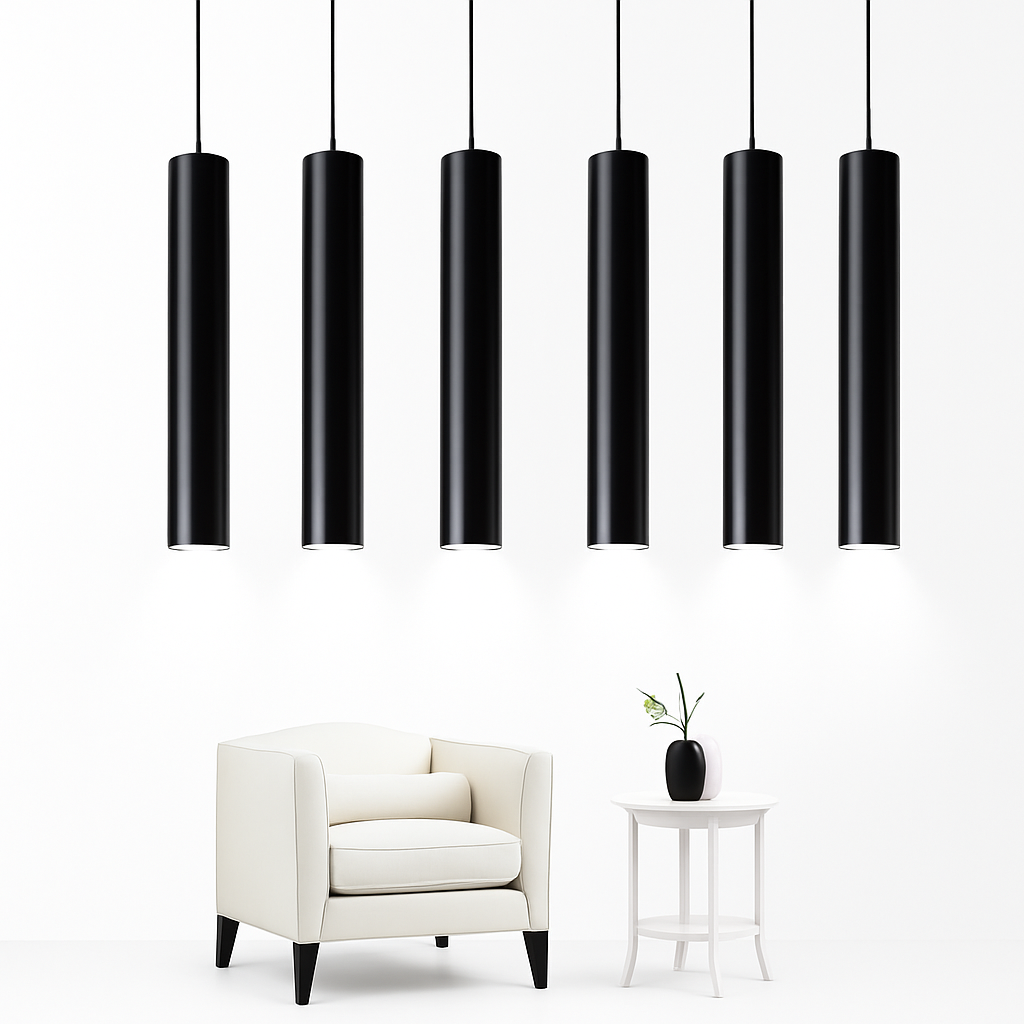 Cylindrical Pendant Light Fixture with Integrated LED - Modern Aluminum Hanging Ceiling Lamp for Kitchen, Dining Room & Living Room | Thomler