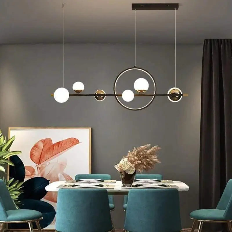Pendant Light Aluminium Acrylic 112.0 cm 44.1 Inch Black Dining Room Scandinavian LED Hanging Ceiling Light | Thomler