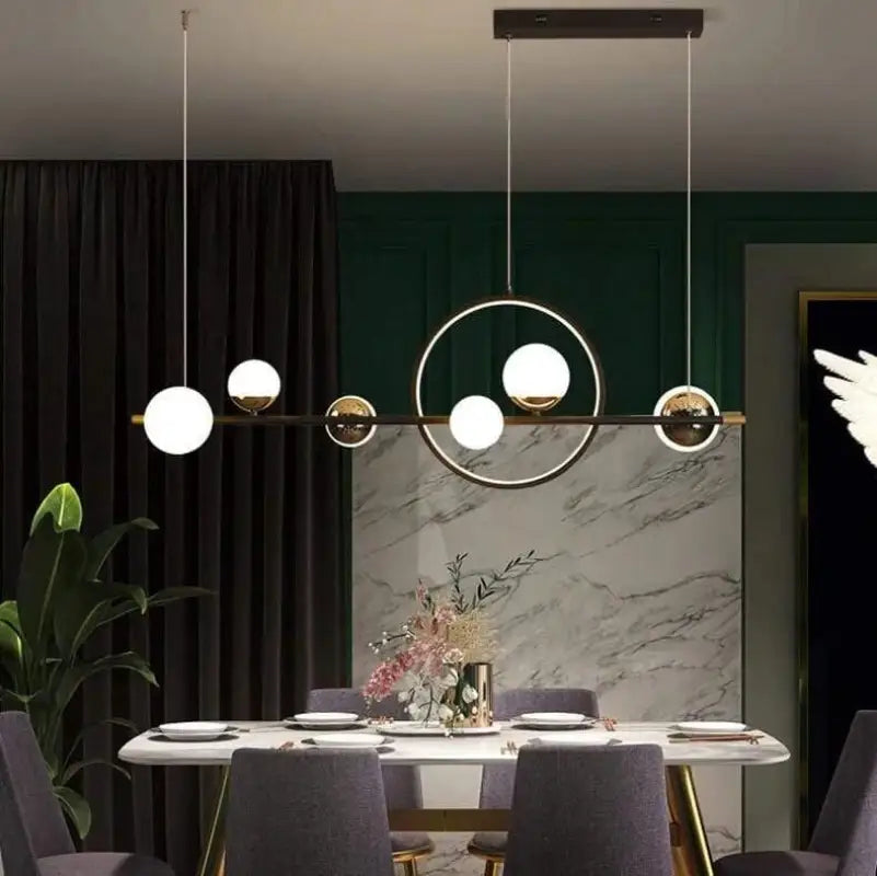 Pendant Light Aluminium 112.0 cm Black Dining Room Dimmable LED Scandinavian Kitchen Island Hanging Ceiling Light | Thomler