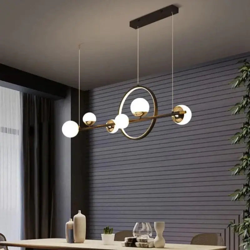Pendant Light Aluminium 112.0 cm Black Dining Room Dimmable LED Scandinavian Kitchen Island Hanging Ceiling Light | Thomler