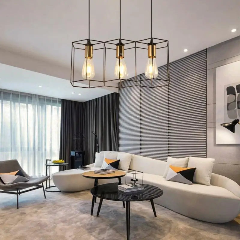 Pendant Light Metal 80.0 cm Black Industrial Dining Room Kitchen Island Honeycomb Hexagon Adjustable LED Ceiling Fixture | Thomler