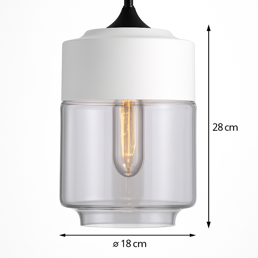 Industrial Glass & Metal Pendant Light for Kitchen Island, Dining Room & Bar | Modern Loft Hanging Fixture with Cord, E27 Socket, Amber or | Thomler