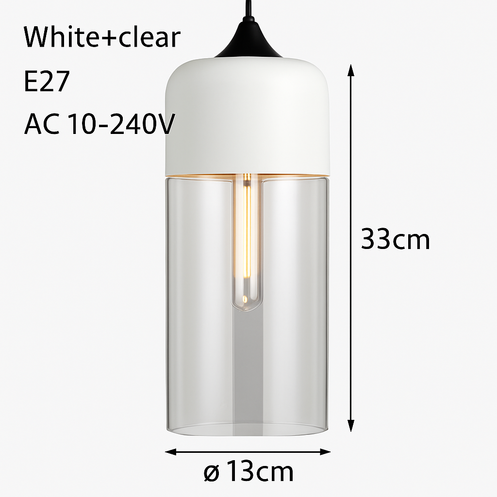 Industrial Glass & Metal Pendant Light for Kitchen Island, Dining Room & Bar | Modern Loft Hanging Fixture with Cord, E27 Socket, Amber or | Thomler