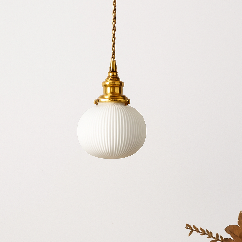 White Ceramic Pendant Light with E27 Socket for Kitchen Island, Dining Room & Bedroom | Modern Hanging Fixture for Home, Office, Hotel | Thomler